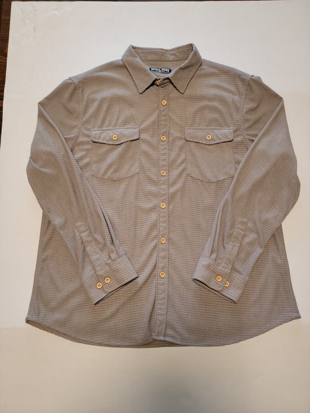 Paul Jones Waffle Textured Super Soft Shirt Mens XL Grey Long Sleeve Button down